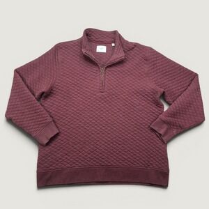 Billy Reid Mens‎ 2XL Pullover Burgundy Quilted 1/4 Zip Sweatshirt Mock Neck
